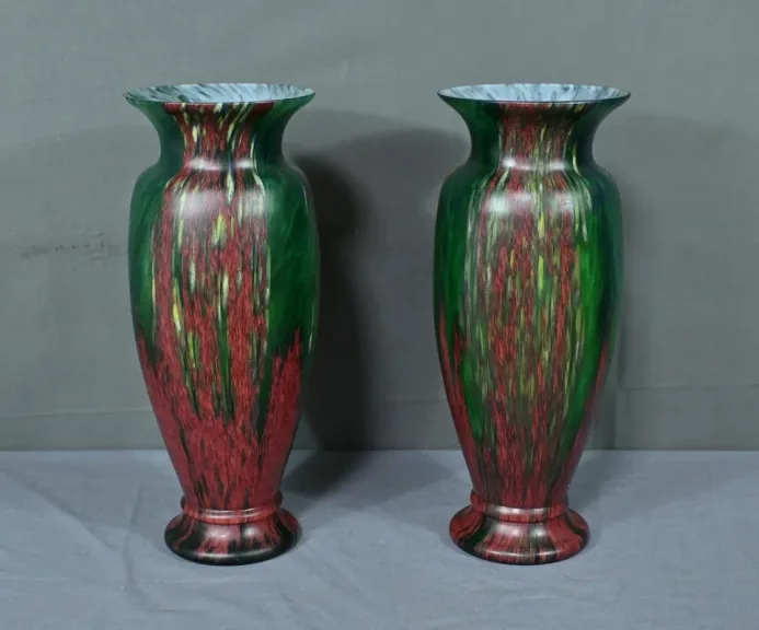 Paire de Vases en Pâte de Verre – Milieu XXe