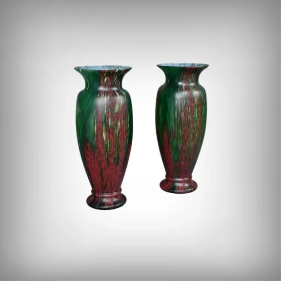 Paire de Vases en Pâte de Verre – Milieu XXe