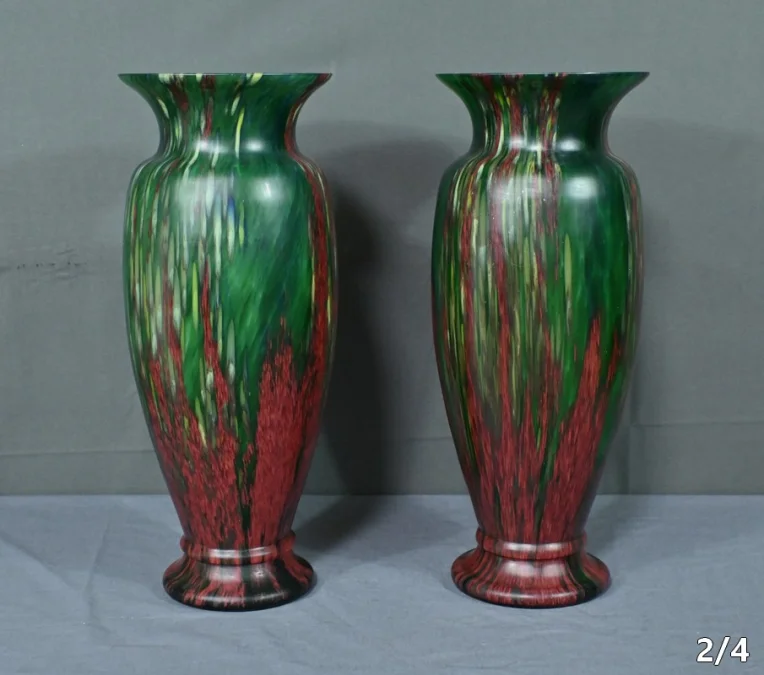 Paire de Vases en Pâte de Verre – Milieu XXe