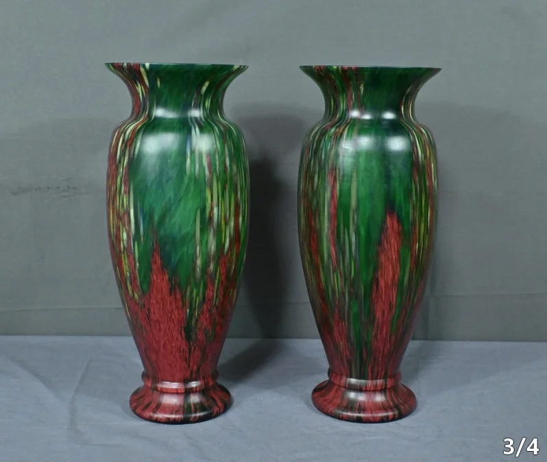 Paire de Vases en Pâte de Verre – Milieu XXe