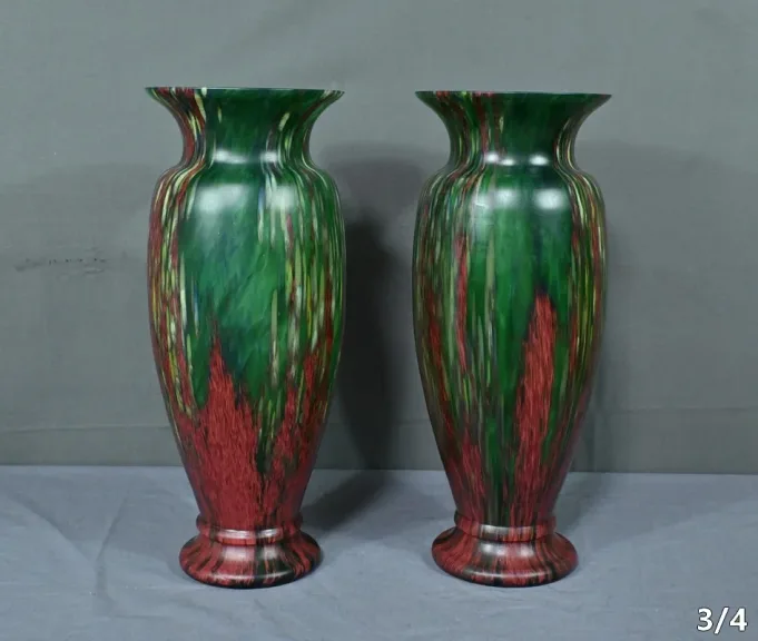 Paire de Vases en Pâte de Verre – Milieu XXe