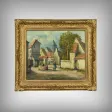 Tableau « Le Village » signé Delacour – Fin XIXe