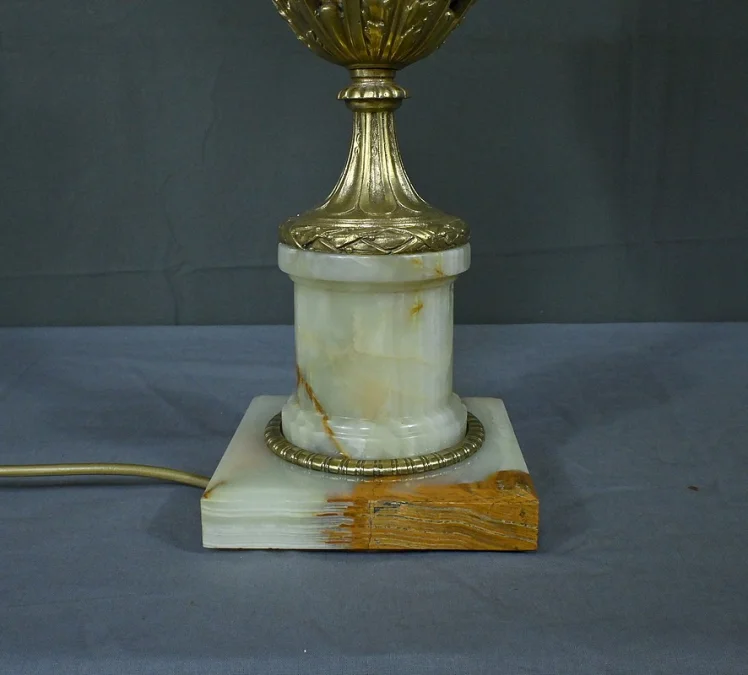 Importante Lampe en Onyx et Bronze, style Louis XVI – XXe