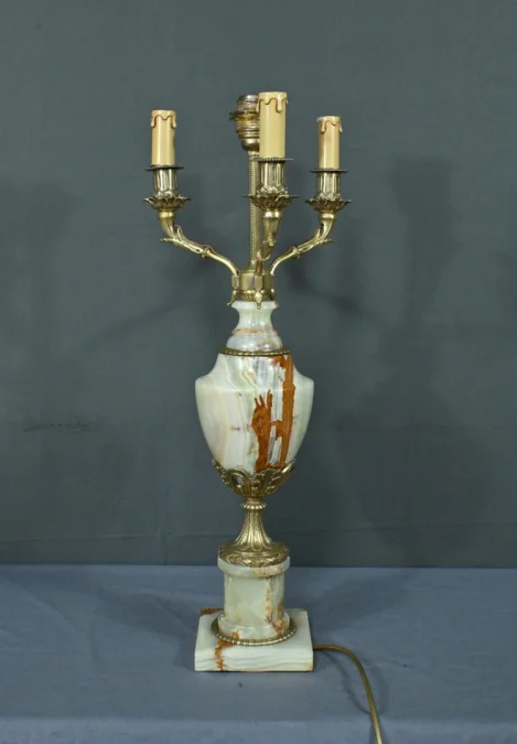 Importante Lampe en Onyx et Bronze, style Louis XVI – XXe