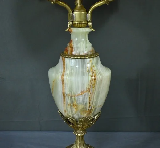 Importante Lampe en Onyx et Bronze, style Louis XVI – XXe