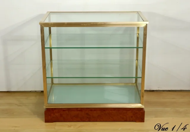 Vitrine de Présentation en Laiton et Orme - 1950