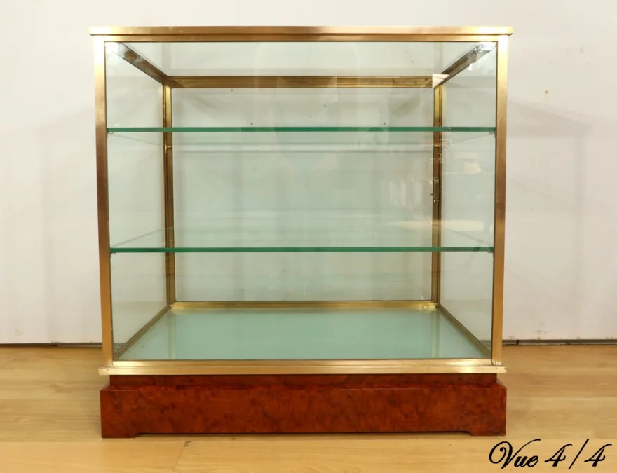 Vitrine de Présentation en Laiton et Orme - 1950