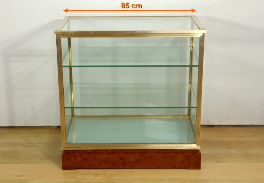Vitrine de Présentation en Laiton et Orme - 1950