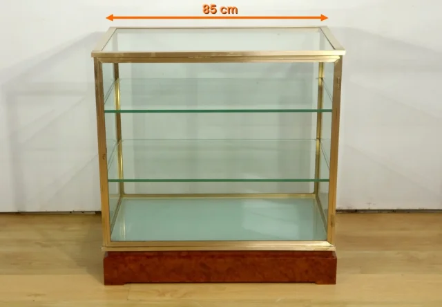 Vitrine de Présentation en Laiton et Orme - 1950