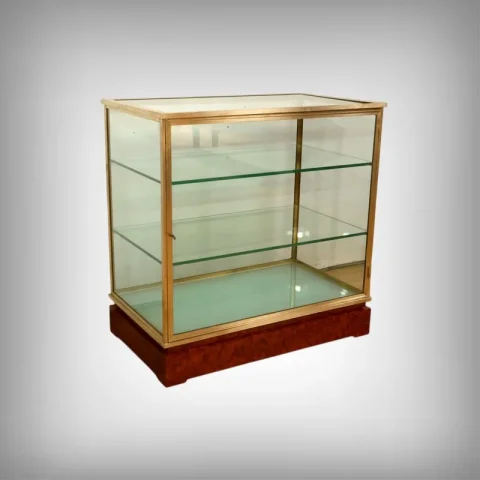 Vitrine de Présentation en Laiton et Orme - 1950