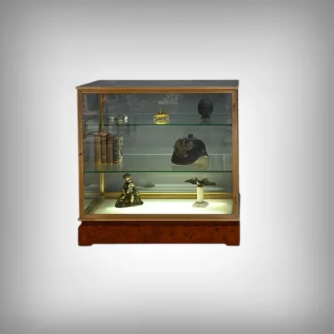 Vitrine de Présentation en Laiton et Orme - 1950