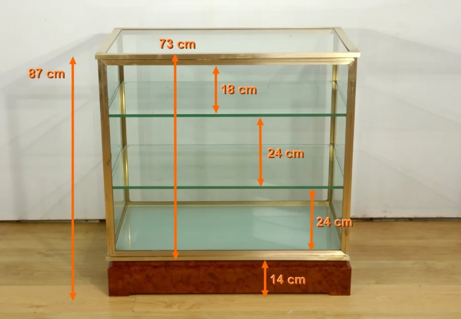 Vitrine de Présentation en Laiton et Orme - 1950