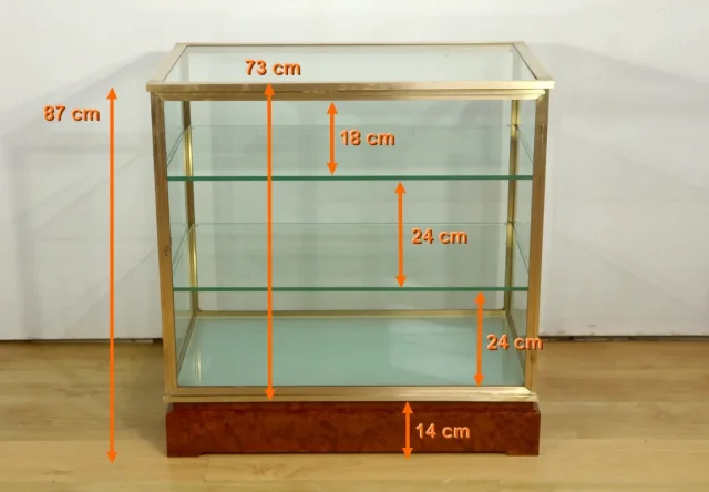 Vitrine de Présentation en Laiton et Orme - 1950