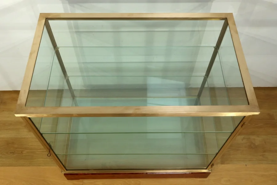 Vitrine de Présentation en Laiton et Orme - 1950