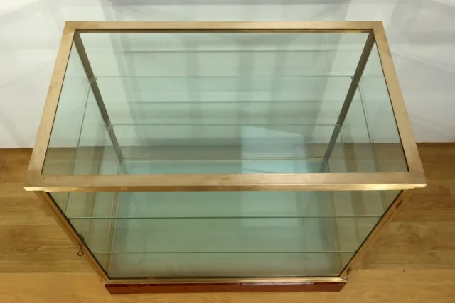 Vitrine de Présentation en Laiton et Orme - 1950
