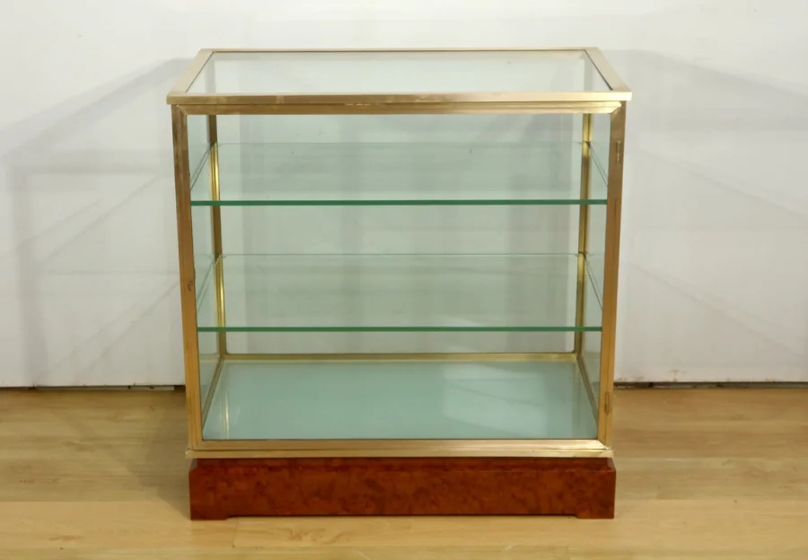 Vitrine de Présentation en Laiton et Orme - 1950