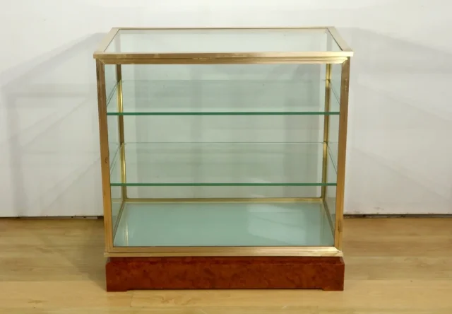Vitrine de Présentation en Laiton et Orme - 1950