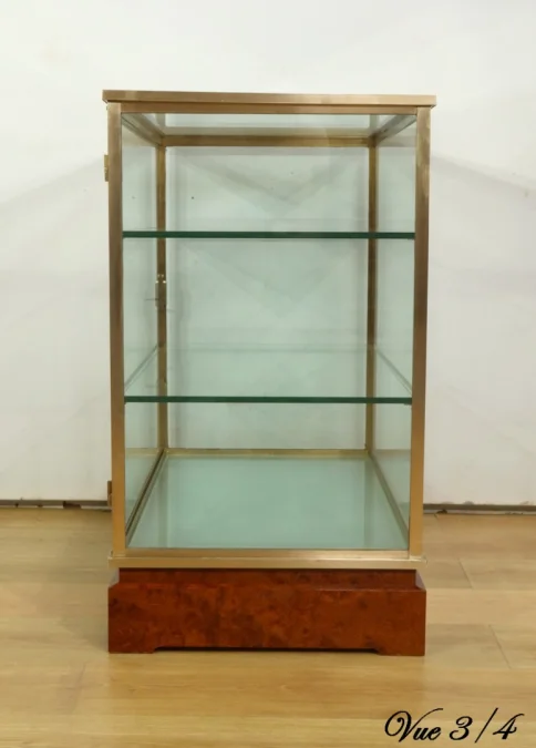 Vitrine de Présentation en Laiton et Orme - 1950