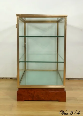 Vitrine de Présentation en Laiton et Orme - 1950