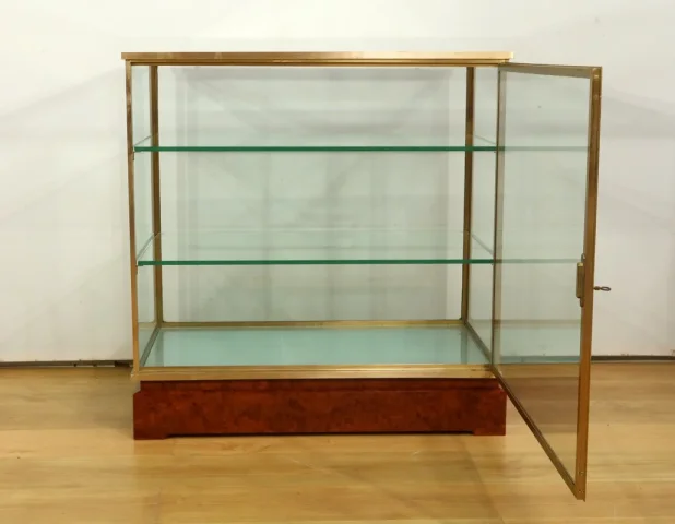 Vitrine de Présentation en Laiton et Orme - 1950