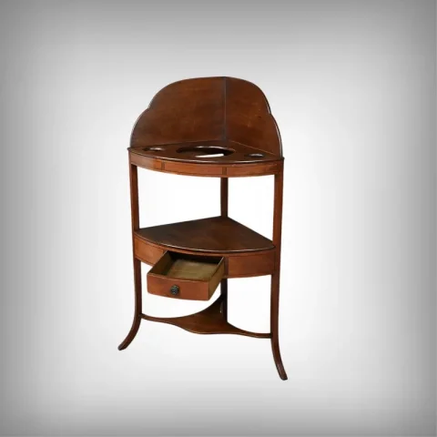 Petit Meuble de Toilette d’Angle en Acajou – Début XXe