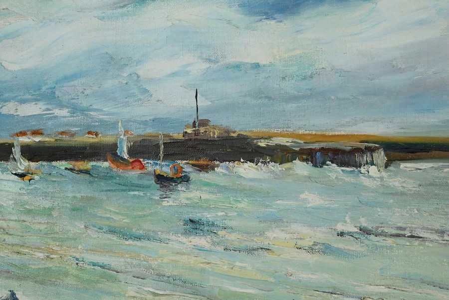 Tableau « Petit Port Breton » signé J.J Duboc