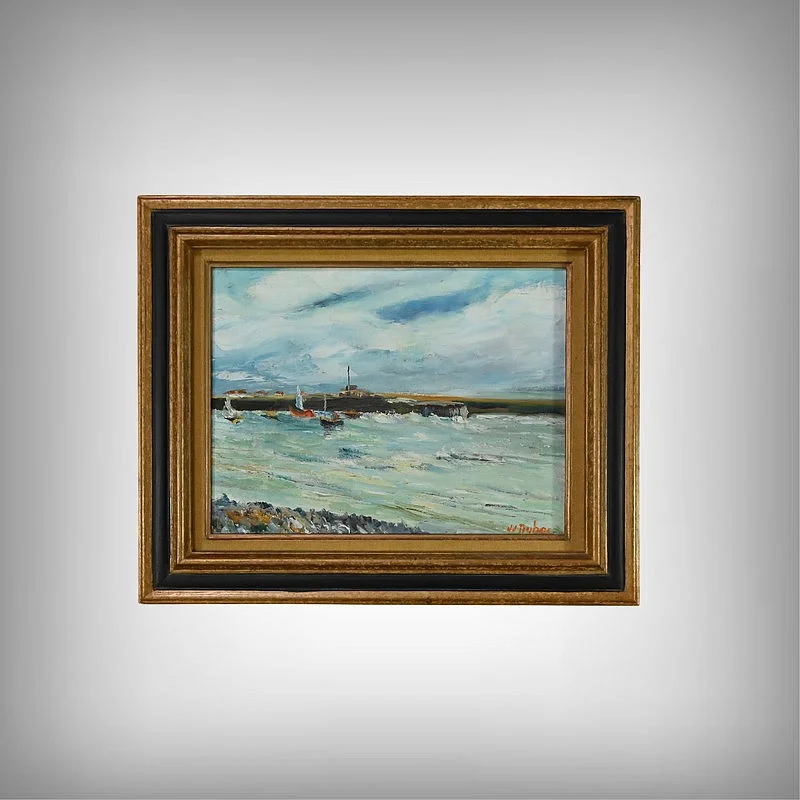 PAINTING OF A BRETON PORT signed JJ DUBOC 1980
