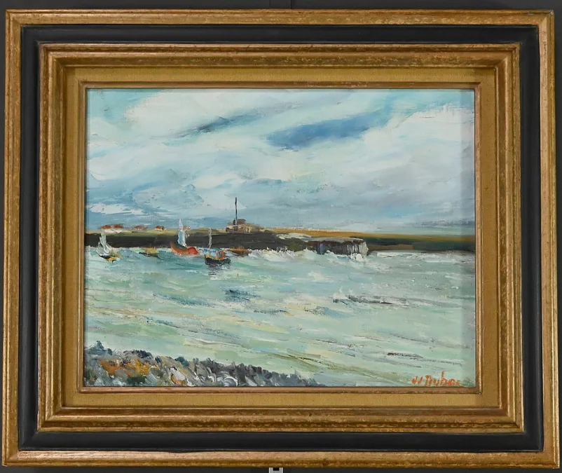 Tableau « Petit Port Breton » signé J.J Duboc