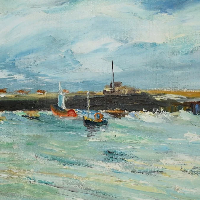Tableau « Petit Port Breton » signé J.J Duboc