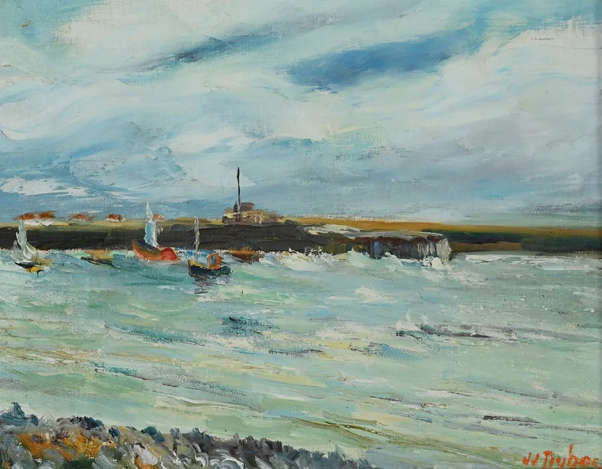 Tableau « Petit Port Breton » signé J.J Duboc