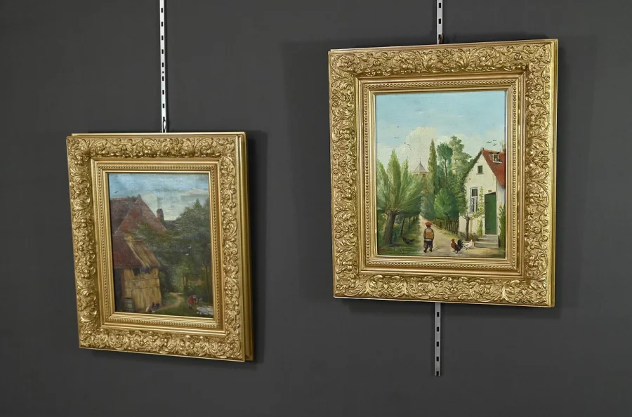 A. MINNE の署名入り絵画ペア