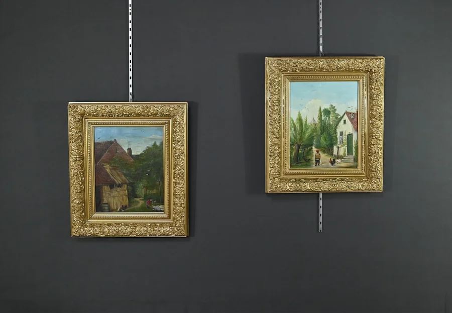 A. MINNE の署名入り絵画ペア