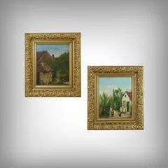 A. MINNE の署名入り絵画ペア