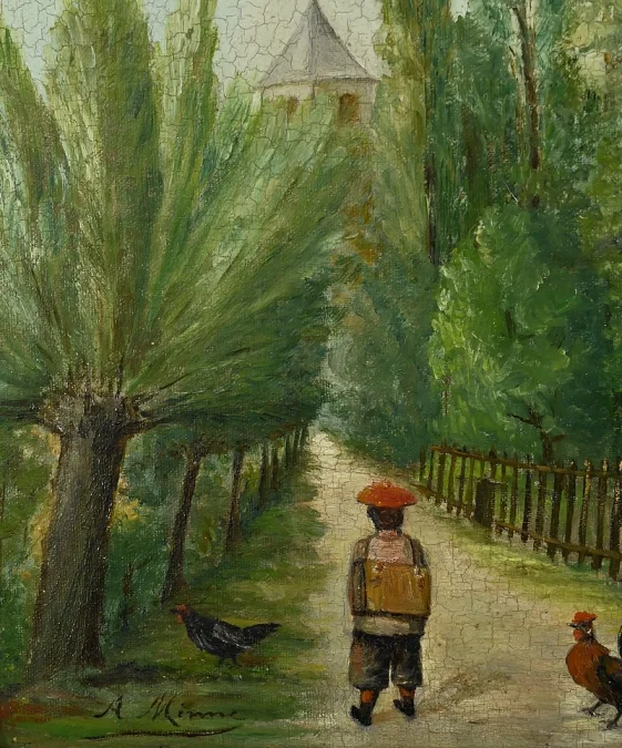 A. MINNE の署名入り絵画ペア
