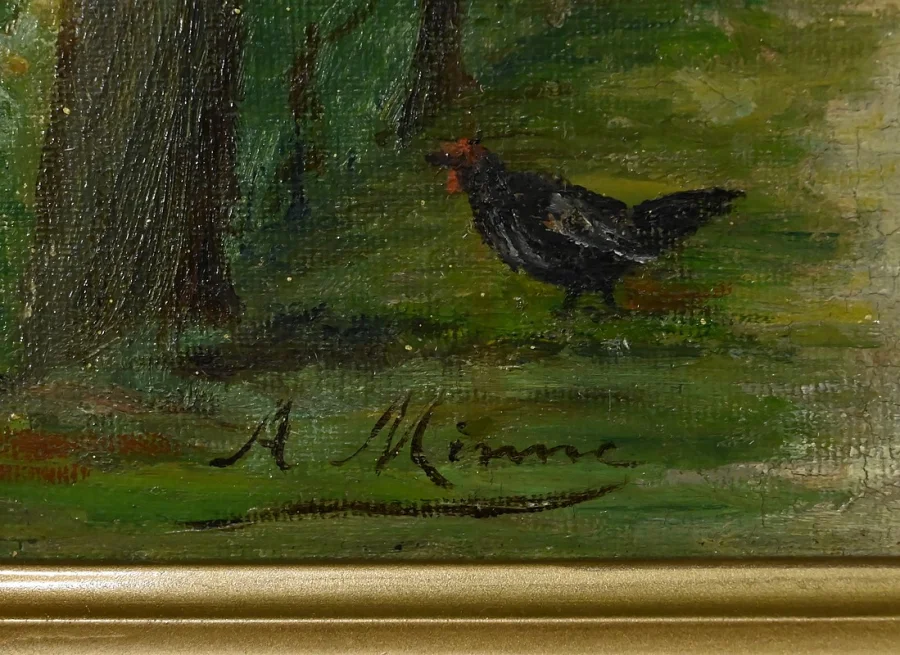 A. MINNE の署名入り絵画ペア