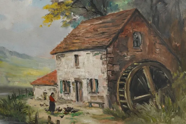 Grand Tableau « Le Moulin » signé Reney – 1re partie XXe