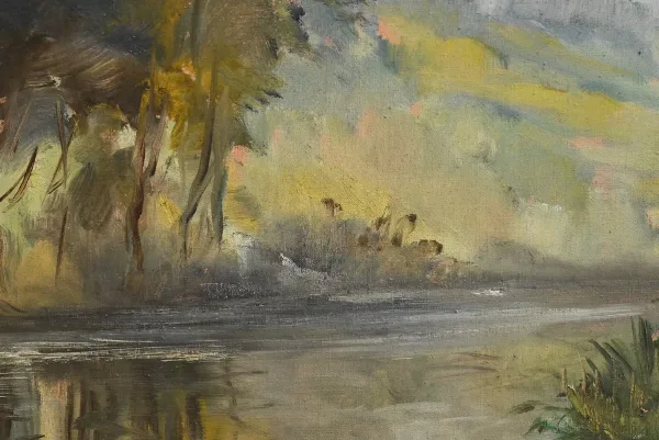 Grand Tableau « Le Moulin » signé Reney – 1re partie XXe
