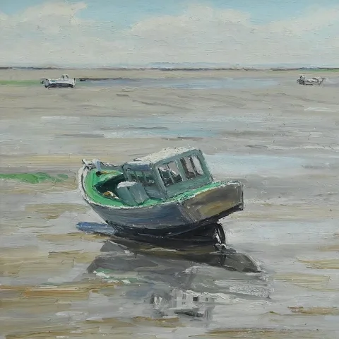 PINTURA DE BARCO firmada JP GUINEGAULT