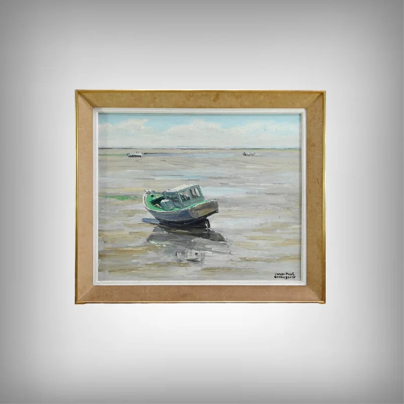 Tableau « Bateau à Marée Basse » signé J-P. Guinegault – 2ème partie XXe