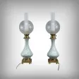 Paire de Lampes à Pétrole électrifiées en Céladon, époque Napoléon III – 2ème partie XIXe
