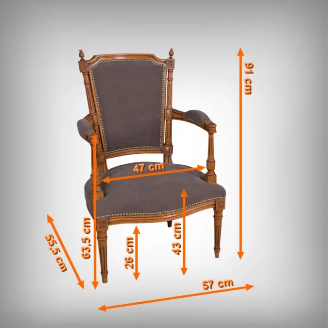 Paire de Fauteuils en Hêtre Teinté, style Louis XVI – 1950