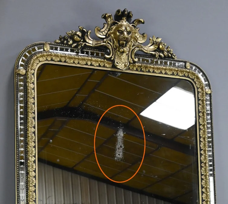 Grand Miroir à Parcloses en Bois doré et Bois noirci, style Napoléon III – Fin XIXe