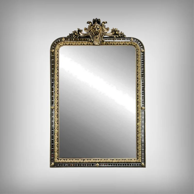 Grand Miroir à Parcloses en Bois doré et Bois noirci, style Napoléon III – Fin XIXe