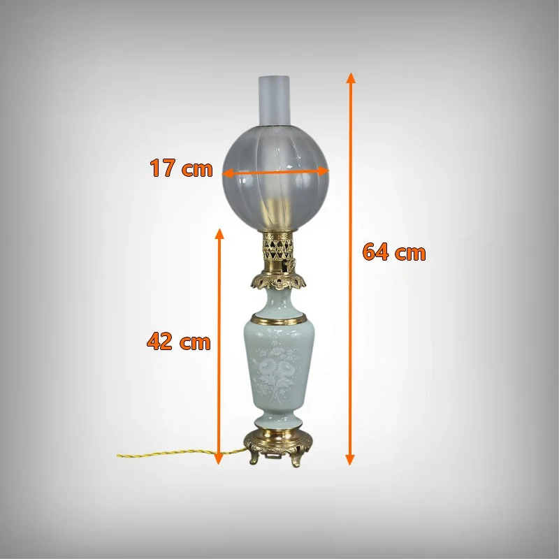 Lampe à Pétrole électrifiée en Céladon, époque Napoléon III – 2ème partie XIXe