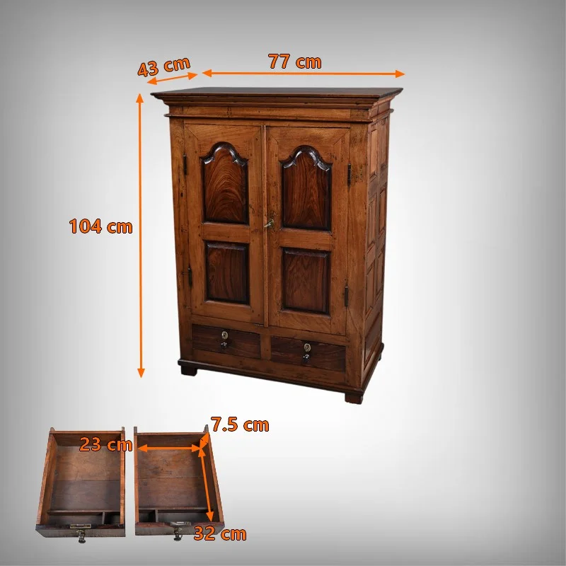 Petite Armoire à Épices en Teck et Palissandre, Pondichéry, Inde – Fin XIXe