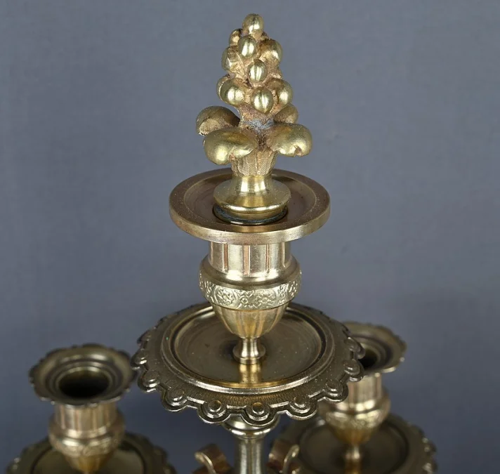 Paire d’importants Candélabres en Bronze, goût Renaissance – 1920