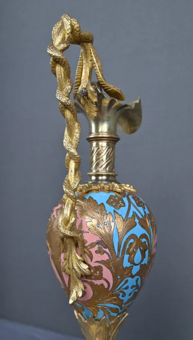 Paire d’Aiguières en Bronze & Émaux cloisonnés, époque Napoléon III – Milieu XIXe