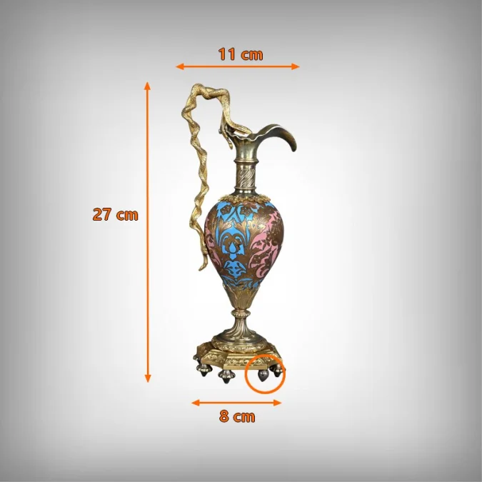 Paire d’Aiguières en Bronze & Émaux cloisonnés, époque Napoléon III – Milieu XIXe
