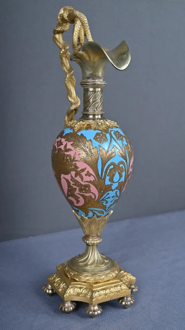 Paire d’Aiguières en Bronze & Émaux cloisonnés, époque Napoléon III – Milieu XIXe