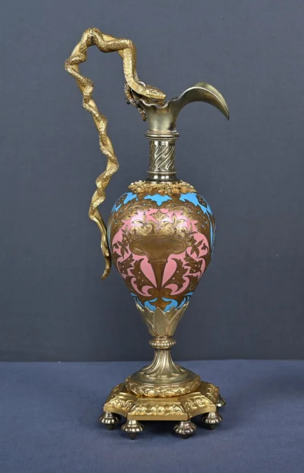 Paire d’Aiguières en Bronze & Émaux cloisonnés, époque Napoléon III – Milieu XIXe